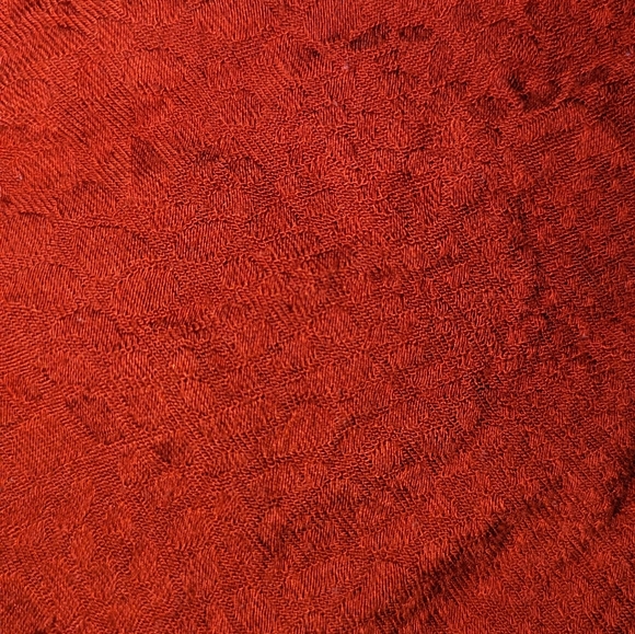 Kasper, burnt sienna, animal print texture, short sleeve ruffle shirt-women's Xl - Picture 3 of 4